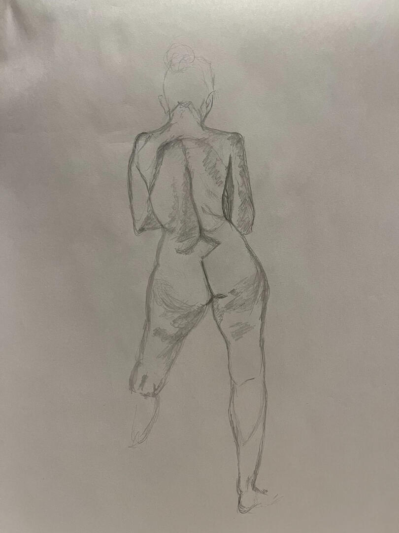 graphite on newsprint, 18 x 24 in.