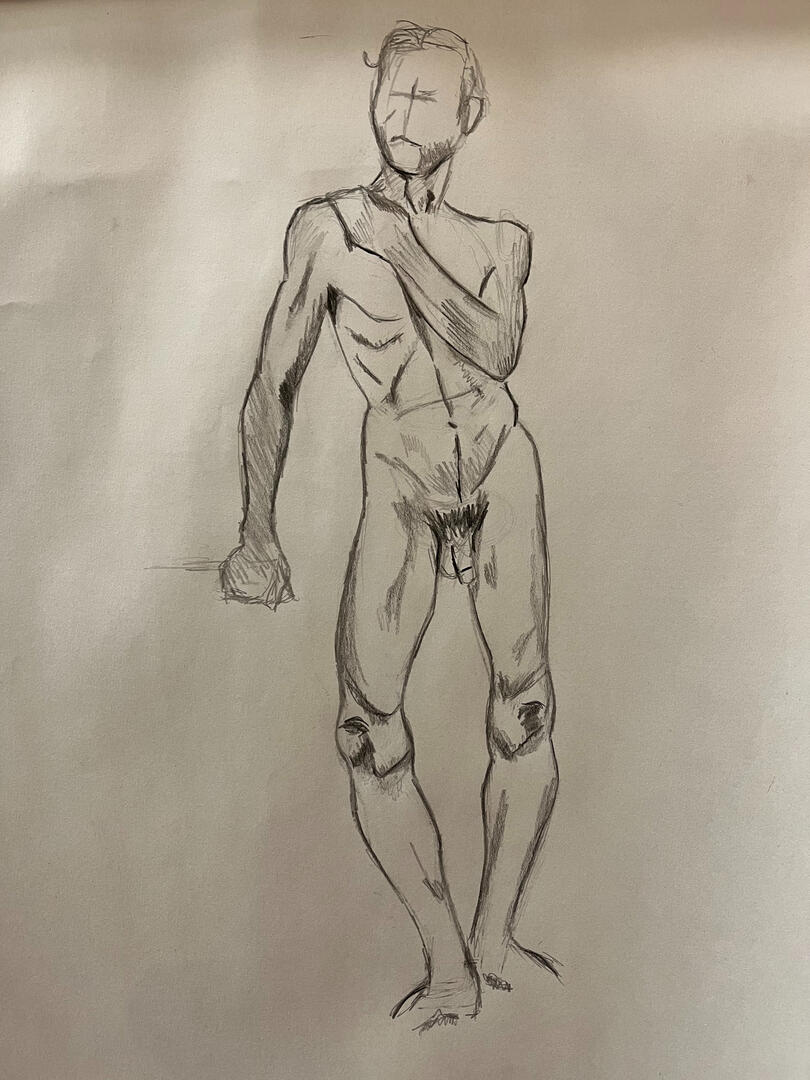 graphite on newsprint, 18 x 24 in.